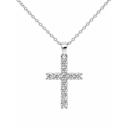 Pre Owned 9ct White Gold Diamond Cross and Chain ZC9